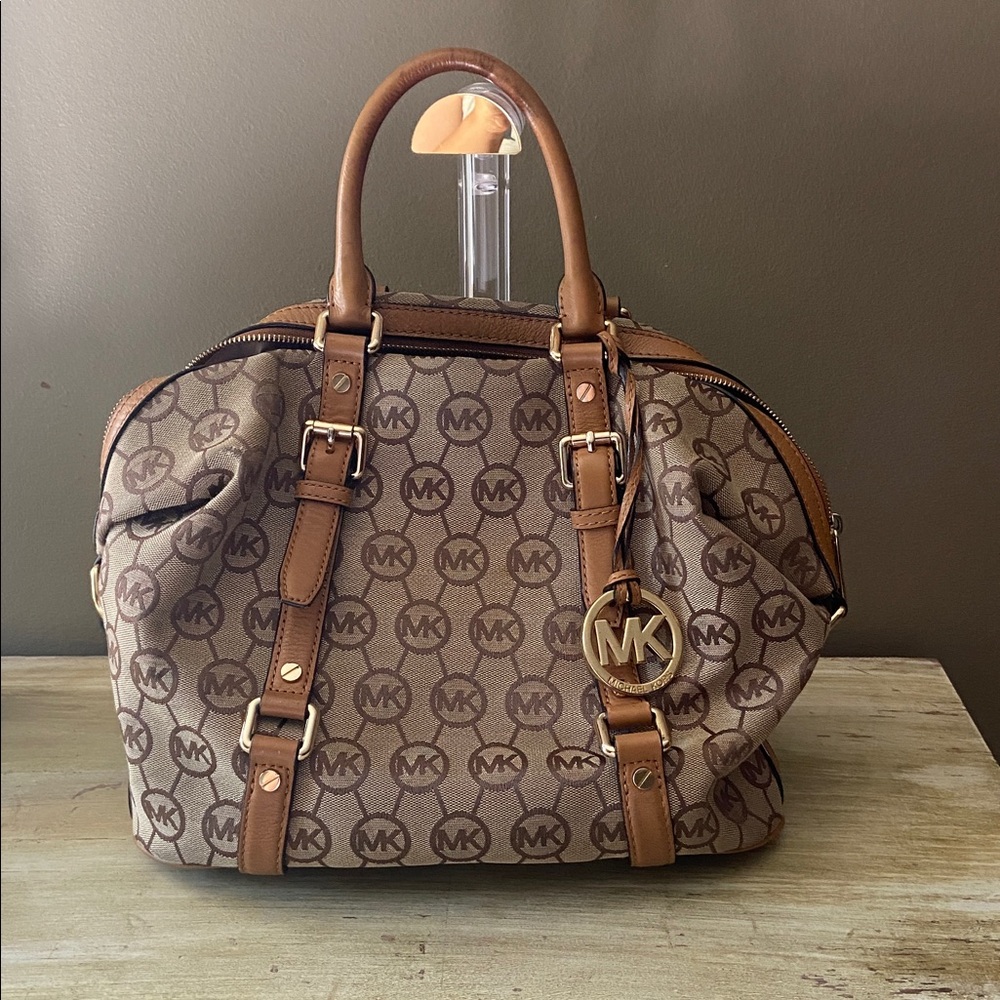 Michael Kors Tan and Brown Logo Handbag